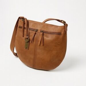 Lucky Brand Brown Leather Hobo Shoulder Bag Purse Women Adjustable Strap